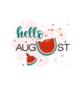 Slices of ripe and juicy watermelon. Hello August. Royalty Free Stock Photo